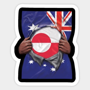 Greenland Flag Australian Flag Ripped - Gift for Greenlandic From Greenland Sticker